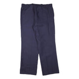 MARSUM Mens Cotton Blend Navy Blue Regular Fit Straight Leg Trousers W42 L32