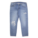 LEVI'S 501CT Mens Jeans Blue Slim Straight Denim Medium W34 L27 Distressed