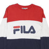 FILA Mens Red & White & Navy Long Sleeve Crew Neck Logo T-Shirt XS Cotton Blend
