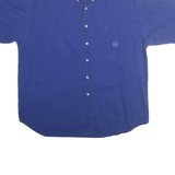 BUGLE BOY Mens Blue Cotton Shirt XL Classic Button-Down Short Sleeve Casual