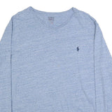 POLO RALPH LAUREN Mens Blue Heather V-Neck Long Sleeve T-Shirt XL Cotton Blend