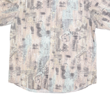 DAVID TAYLOR Mens Beige & Grey Hawaiian Shirt L Cotton Blend Short Sleeve Casual