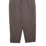 Womens Relaxed Fit Brown Polyester Blend Trousers W25 L27 Pleated Zip Pocket