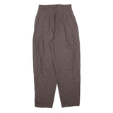 Womens Relaxed Fit Brown Polyester Blend Trousers W25 L27 Pleated Zip Pocket