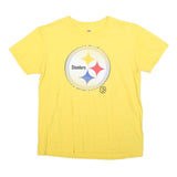 MAJESTIC Womens Yellow Steelers Graphic T-Shirt L Short Sleeve Crew Neck