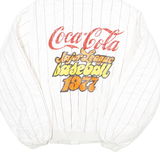 COCA COLA Womens White & Red Outdoor Hooded Jacket L Polyester Blend Pinstripe