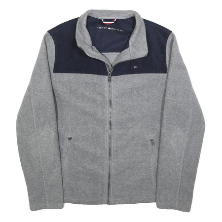 TOMMY HILFIGER Mens Grey & Navy Casual Zip Jacket M Polyester Plain Lightweight