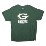 MAJESTIC Mens Green Green Bay Packers Graphic T-Shirt L Short Sleeve Crew Neck