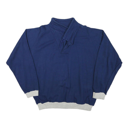 BIEDERMANN Mens Navy Blue Sweatshirt Collared M Cotton Blend Pullover Casual