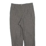 GARDEUR Womens Wool Woven Grey Check Regular Fit Straight Trousers W32 L30 Zip