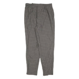 GARDEUR Womens Wool Woven Grey Check Regular Fit Straight Trousers W32 L30 Zip