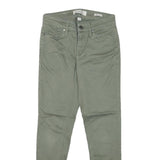 CALVIN KLEIN JEANS Womens Slim Green Trousers W25 L25 Stylish Zip Closure Cotton