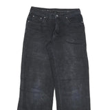 ES Womens Loose Fit Black Denim Jeans W30 L31 Cotton Blend Zip Casual