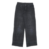 ES Womens Loose Fit Black Denim Jeans W30 L31 Cotton Blend Zip Casual