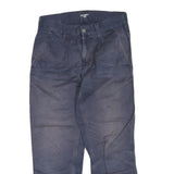 CARHARTT Mens Cotton Blend Navy Regular Straight Trousers W30 L26 Zip Casual