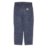 CARHARTT Mens Cotton Blend Navy Regular Straight Trousers W30 L26 Zip Casual
