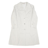 STOFFELS Womens White Button Cotton Blend Jacket M Classic Plain Button Closure