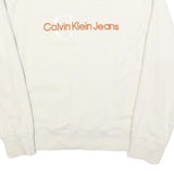 CALVIN KLEIN JEANS Mens Cream Sweatshirt Crew Neck M Cotton Pullover Logo