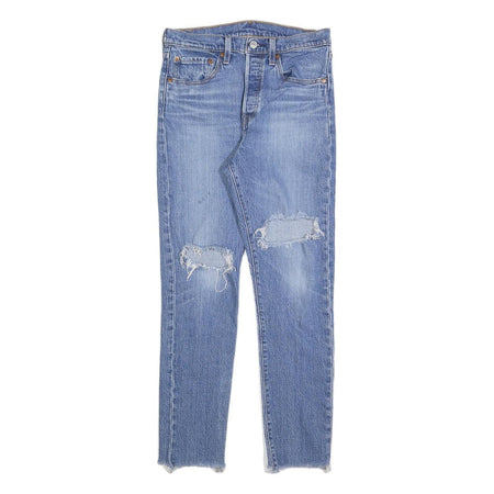 LEVI'S 501S Womens Jeans Blue Slim Skinny Denim Light W27 L28 Distressed