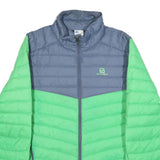 SALOMON Mens Blue & Green Puffer Jacket M Nylon Zip Outdoor Winter