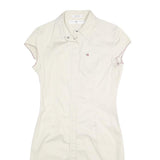 TOMMY HILFIGER Womens Cream Shirt Dress Cotton Blend Short Sleeve UK 8 Casual