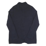 LAUREN RALPH LAUREN Womens Navy Patterned Jumper Collared Button Up Cable Knit