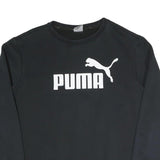 PUMA Mens Black Cotton Blend Crew Neck Sweatshirt L Logo Printed Sportswear