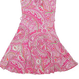 LAUREN RALPH LAUREN Womens Pink Paisley Fit & Flare Cotton Blend Dress S V-Neck