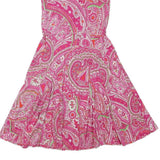 LAUREN RALPH LAUREN Womens Pink Paisley Fit & Flare Cotton Blend Dress S V-Neck