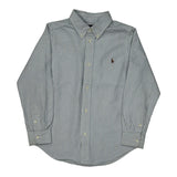 Age 7 Ralph Lauren Striped Shirt - Small Blue Cotton