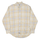 NAUTICA Mens Beige & Blue Check Shirt M Cotton Blend Button-Down Long Sleeve