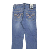 PAVINI Womens Regular Blue Denim Jeans W29 L29 Embroidered Pockets Zip Closure