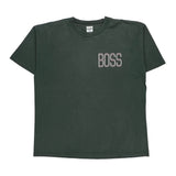 Single Stitch Boss Spellout T-Shirt - XL Green Cotton
