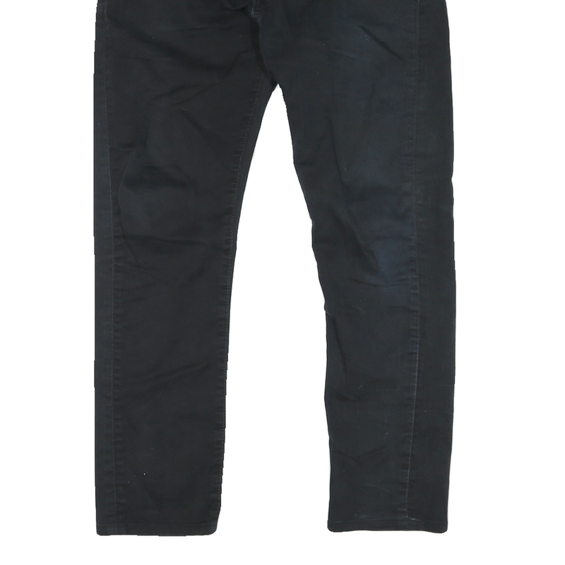 LEVI'S Mens Black Cotton Blend Classic Fit Straight Trousers W31 L26 Zip Closure