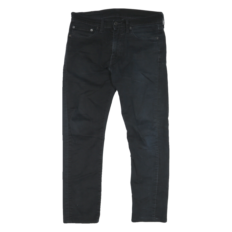 LEVI'S Mens Black Cotton Blend Classic Fit Straight Trousers W31 L26 Zip Closure