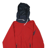 NAUTICA Mens Red & Navy Hooded Zip Jacket L Polyester Blend Outdoor Plain