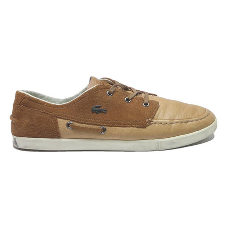 LACOSTE Lace-Up Mens Brown & Tan Suede Casual Trainers UK 9.5 Classic Comfort