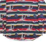 KEELER BAY Mens Blue Red & Green Sailing Boat Print Shirt L Cotton Nautical