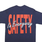 TEEJAYS Mens Navy Blue Safety Graphic T-Shirt M Short Sleeve Crew Neck