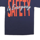 TEEJAYS Mens Navy Blue Safety Graphic T-Shirt M Short Sleeve Crew Neck