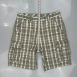 Wrangler Checked Cargo Shorts - 32W 8L Green Cotton