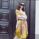 Anyyou 100% Merino Wool Yellow Pink Elegance Neck Silk Satin Large Winter Scarf Pashmina Shawl Bandana Perfect For Women Ladies Fashion Style