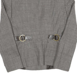 Womens Grey Cotton Blend Plain Tailored Jacket S Button Closure Classic Fit