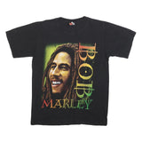 HOT ICE Mens Black Bob Marley Graphic T-Shirt S Short Sleeve Crew Neck Cotton