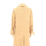 Womens Beige Button Front Long Sleeve Regular Fit Polyester Blend Jacket M Plain