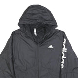 ADIDAS Womens Black Polyester Blend Track Jacket S Hooded Zip Logo Print
