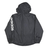 ADIDAS Womens Black Polyester Blend Track Jacket S Hooded Zip Logo Print