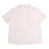 Womens Pink Embroidered Cotton Blend Shirt Short Sleeve Collared Size L Casual