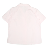 Womens Pink Embroidered Cotton Blend Shirt Short Sleeve Collared Size L Casual