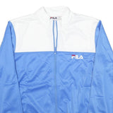FILA Womens Blue & White Shell Jacket L Polyester Blend Zip Sportswear Casual
